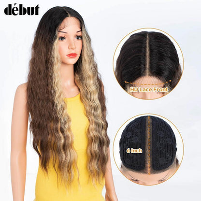 75cm Wasserwelle Lace Front Perücke – Echthaar Mix, Natürlich