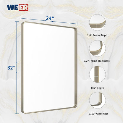 Gebürsteter Nickel Badezimmerspiegel 61x81 cm – Moderner Wandspiegel