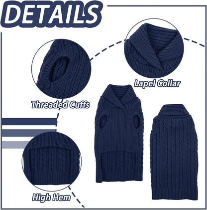 Hunde-Pullover Strickmuster Weich & Warm XS Marineblau