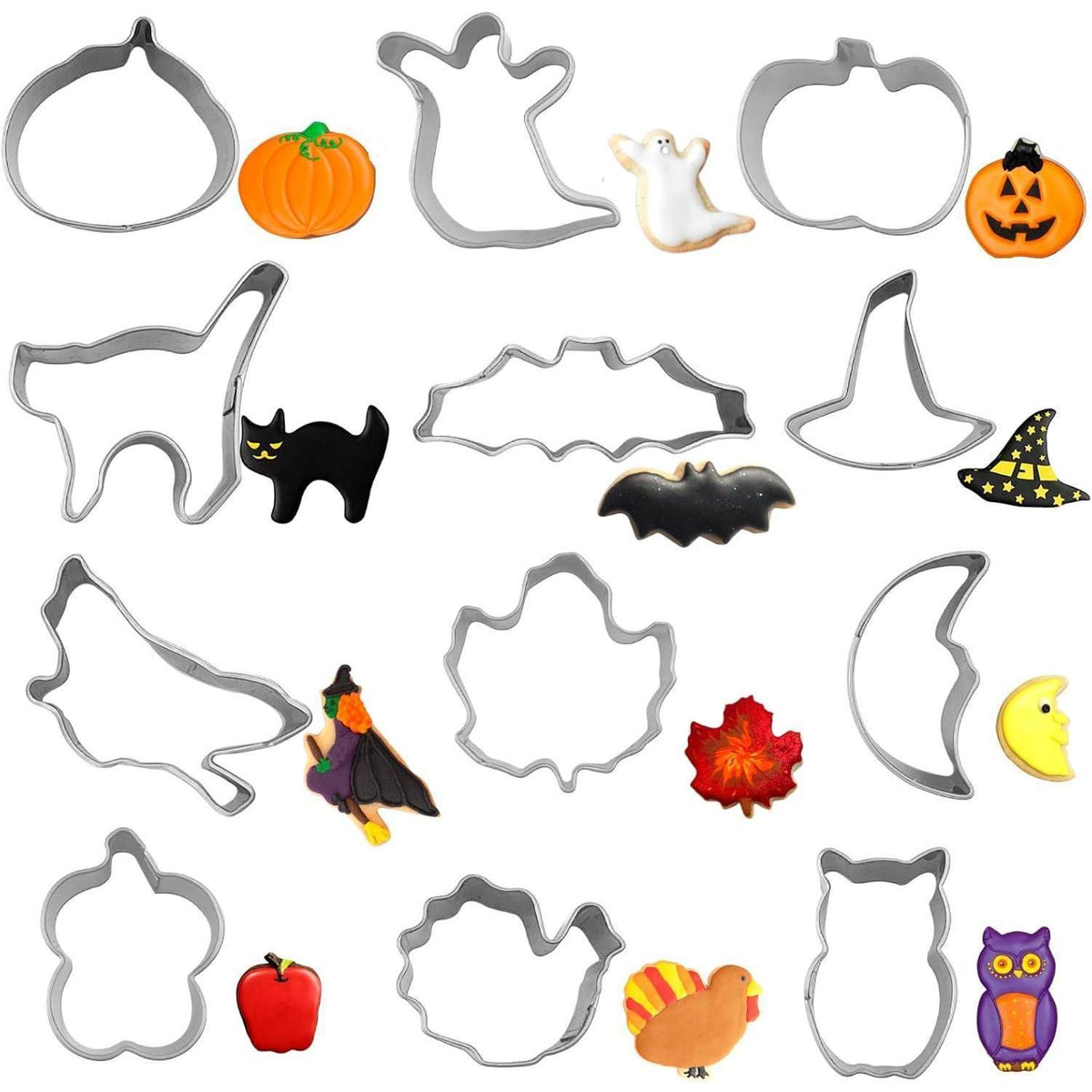 Halloween Ausstechformen Set 12 Stück Mini Edelstahl