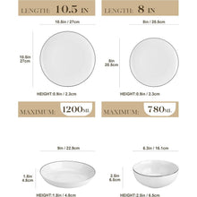 Geschirrset 24-teilig für 6 Personen, modern, weiß mit schwarzem Rand