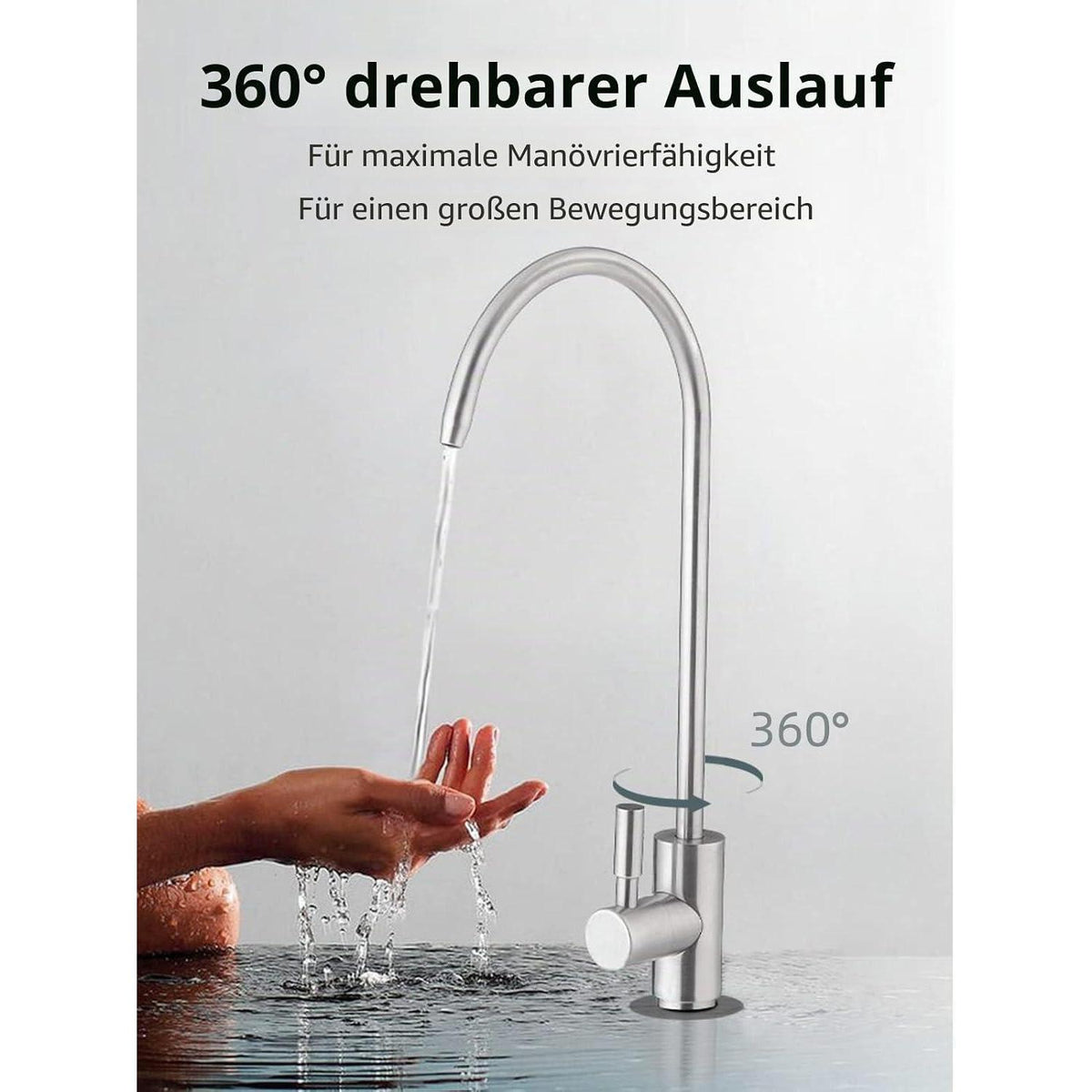 Spülbecken Wasserfilterhahn Edelstahl gebürstet Nickel