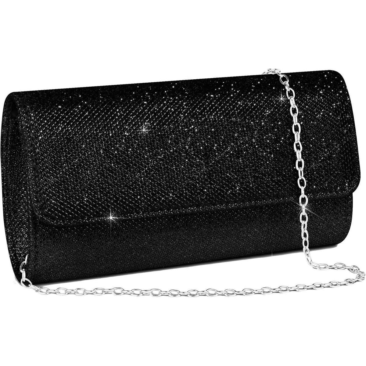 Elegante Clutch mit Kette für Damen, Schwarz