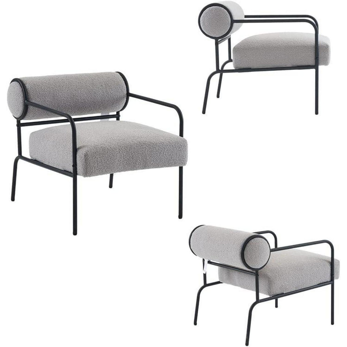 Mingone Loungesessel Grau - Bequemer Teddy Sessel für Wohnzimmer