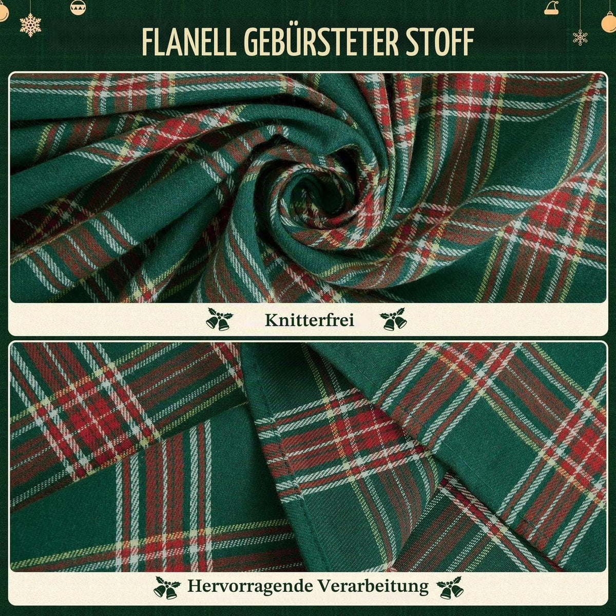 Weihnachtliche Tischdecke kariert grün 137x274 cm