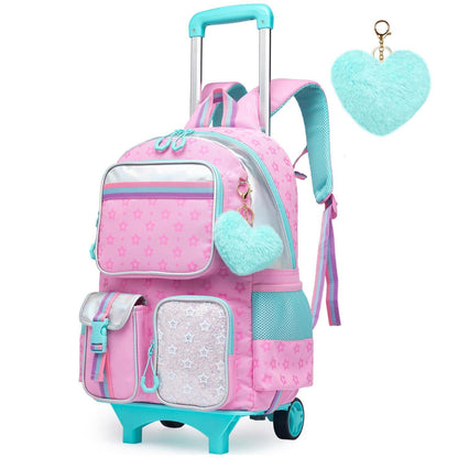 Kinder Trolley Rucksack mit Rollen – Schulranzen für Mädchen