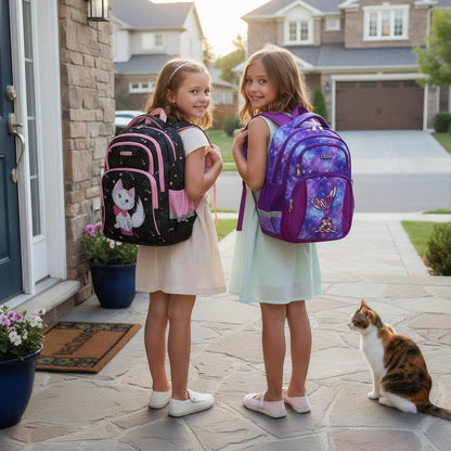 Kinderrucksack Dinosaurier & Katze – 16 Zoll Schulrucksack