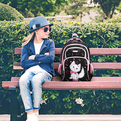 Kinderrucksack Dinosaurier & Katze – 16 Zoll Schulrucksack