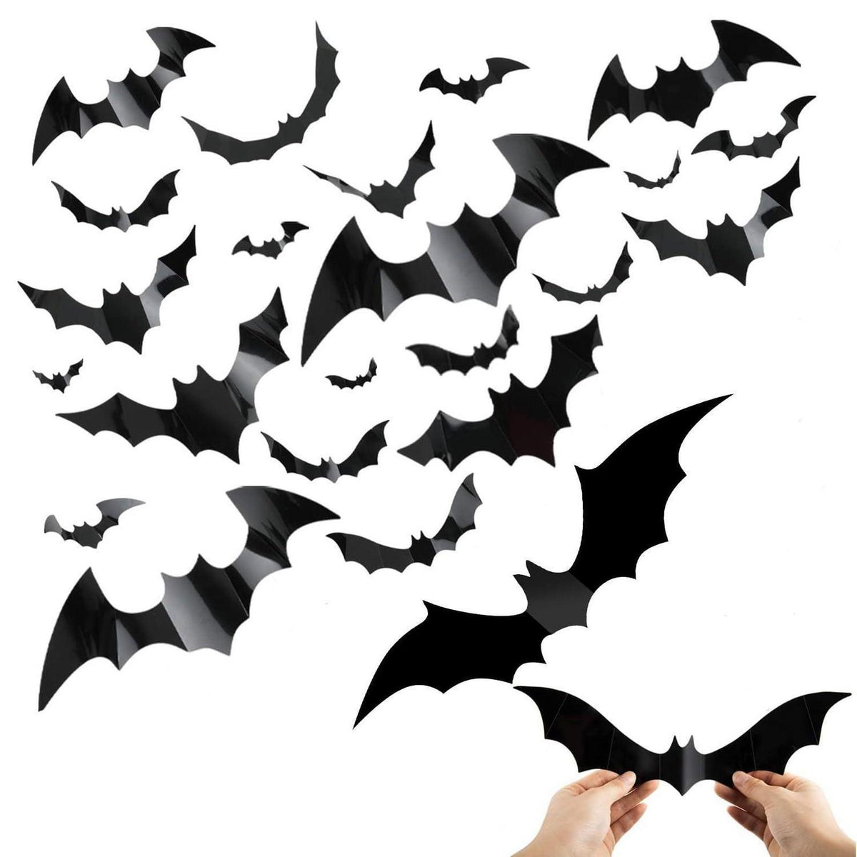 56x Fledermaus Halloween Deko 3D Wandaufkleber mit Kleber