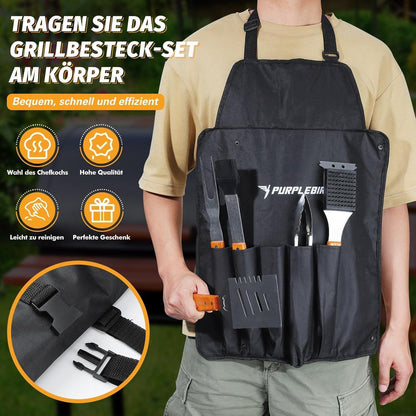 KraftGriller Premium Grillbesteck Set 5-TLG mit Holzgriff