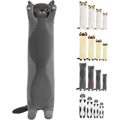 Katzenkuscheltier Plüsch 90cm Grau Spielzeug Geschenk Kinder