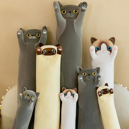 Katzenkuscheltier Plüsch 90cm Grau Spielzeug Geschenk Kinder
