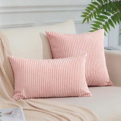 2x Cord Kissenbezug 50x50cm Rosa - Dekokissen für Sofa