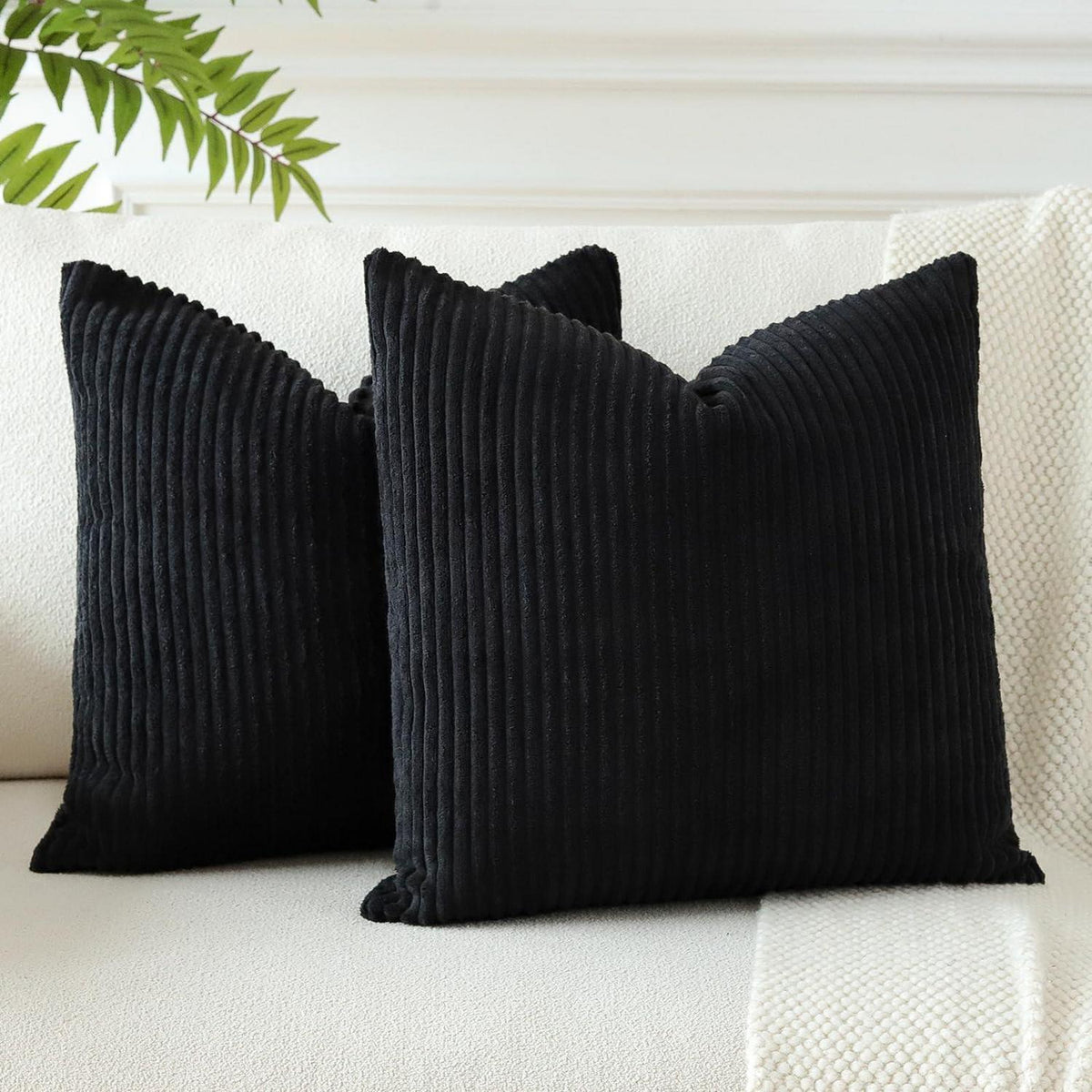 Cord Kissenbezüge 40x40 cm - 2er Set Schwarz