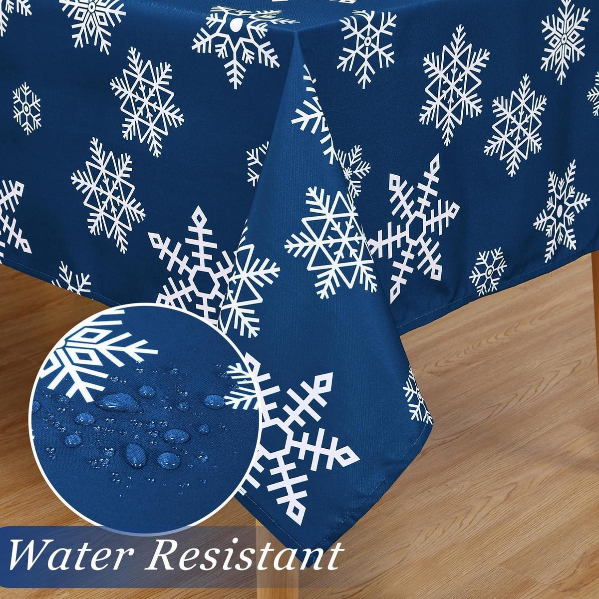 Weihnachtliche Tischdecke Blau mit Schneeflocken, 137x137cm