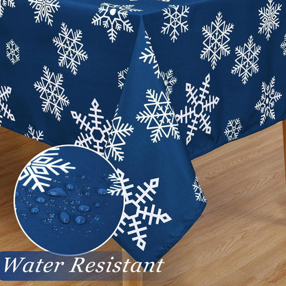 Weihnachtliche Tischdecke Blau mit Schneeflocken, 137x137cm