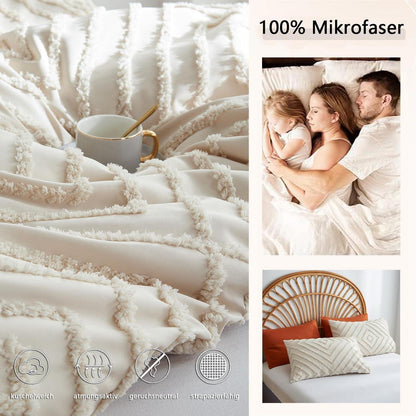 Getuftetes Boho Bettwäsche-Set 135x200 Beige