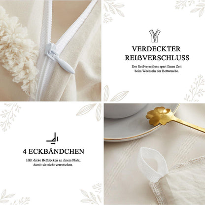 Getuftetes Boho Bettwäsche-Set 135x200 Beige