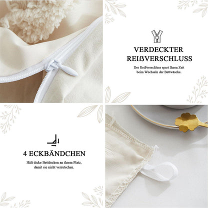 Boho Bettwäsche-Set 220x240 Beige Getuftet Herz