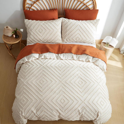 Beige Boho Bettwäsche-Set 220x240cm mit Getuftung