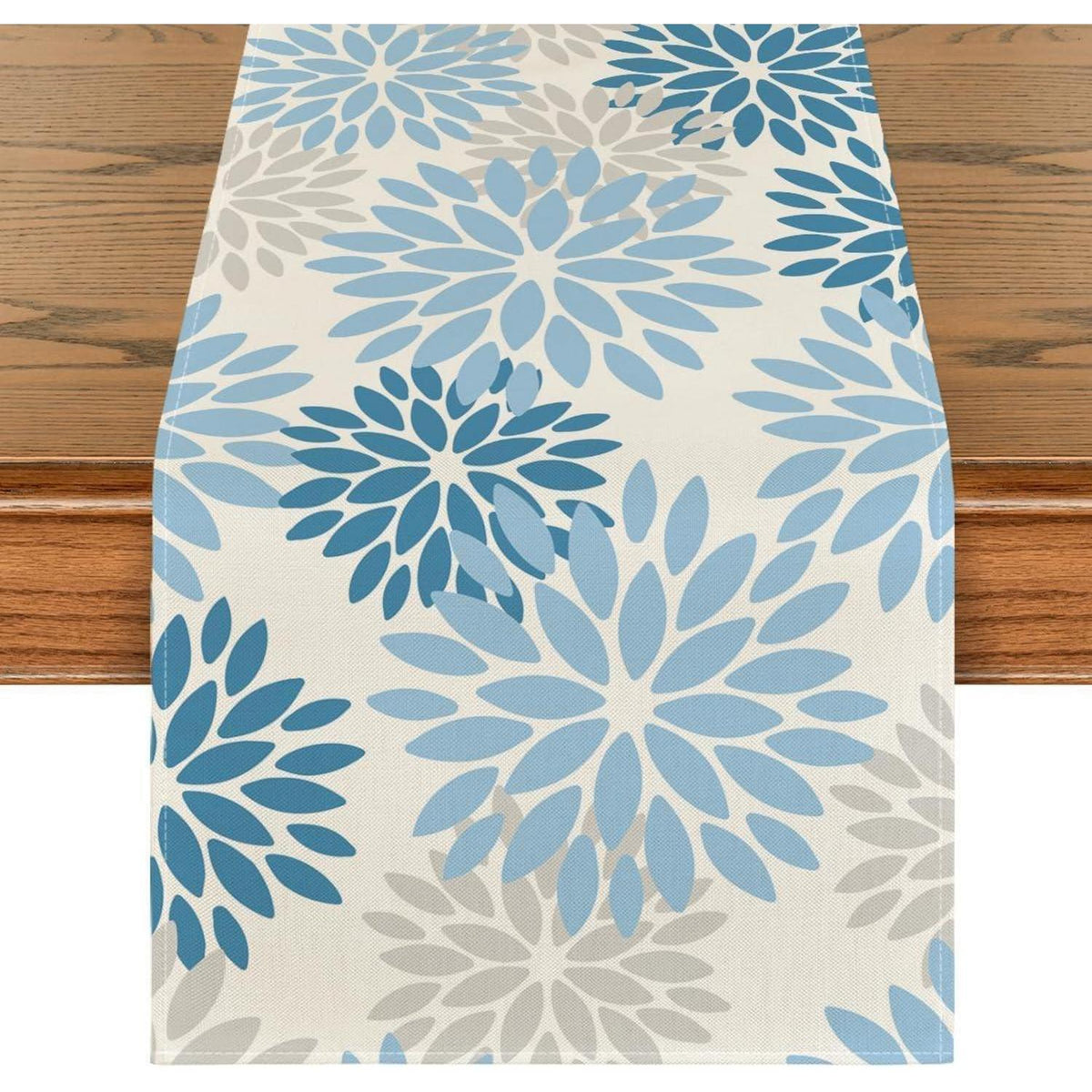 Tischläufer Blumen Lichtblau Dahlie 40x140 cm - Winter Deko