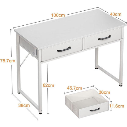 Schreibtisch mit 2 Schubladen – Weiß, 100x40x78.7cm