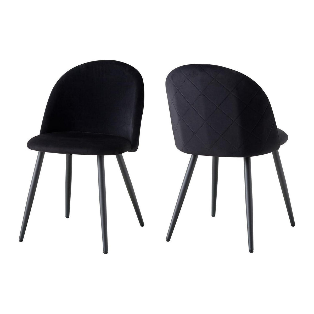 Samt Esszimmerstuhl Set – Modern & Komfortabel (Schwarz-2)
