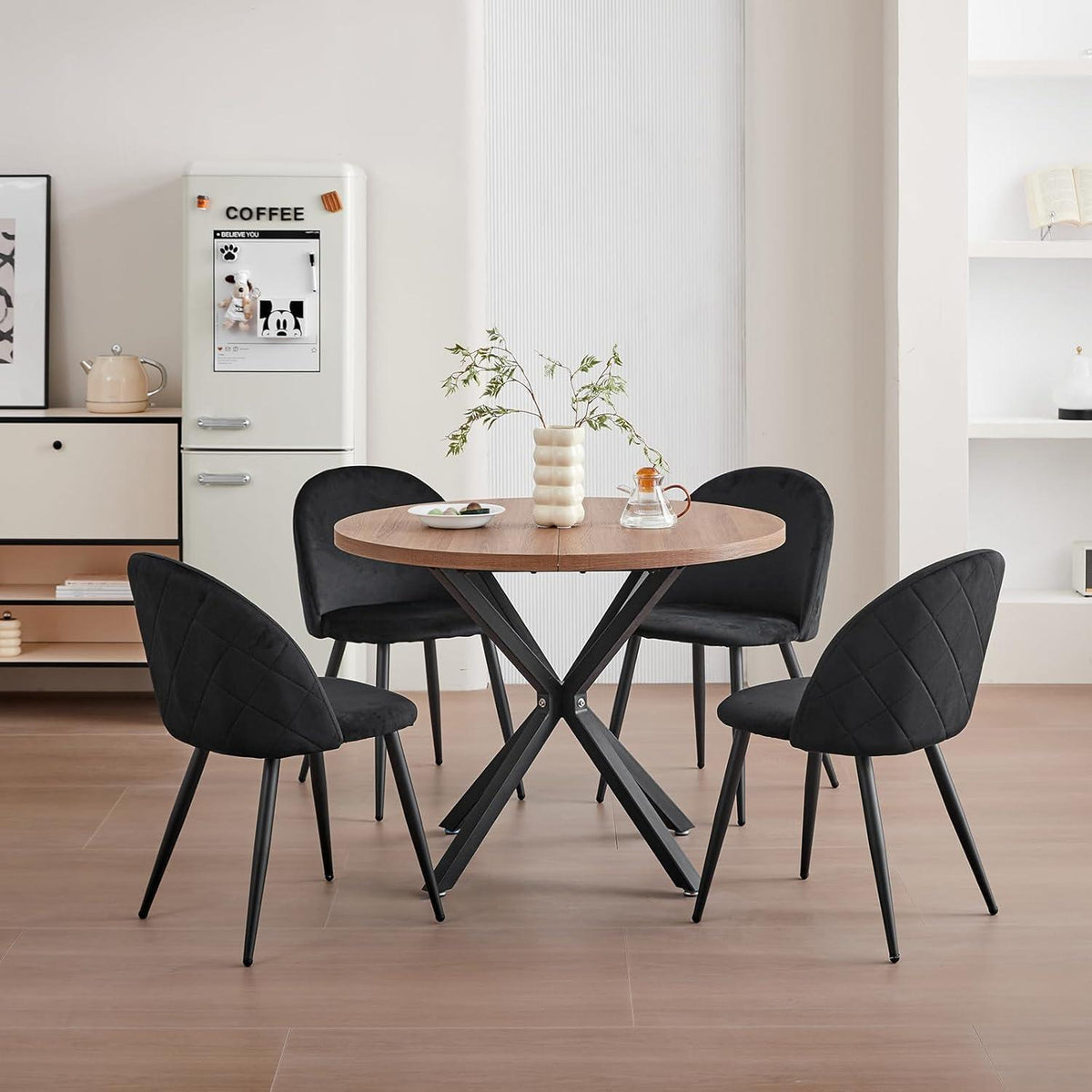 Samt Esszimmerstuhl Set – Modern & Komfortabel (Schwarz-2)