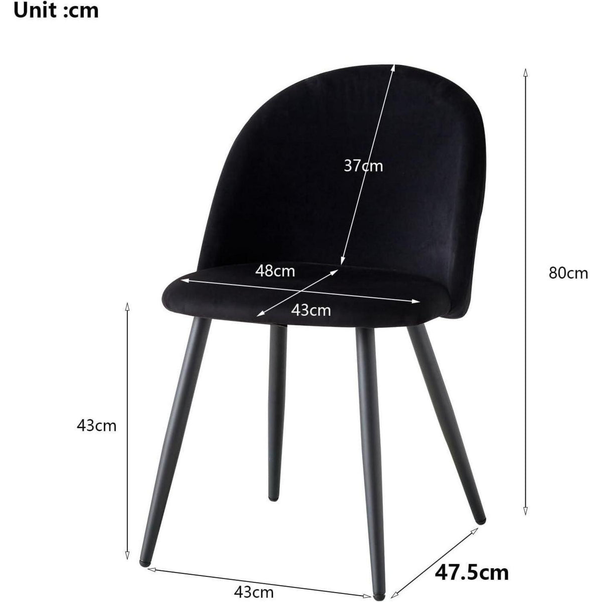 Samt Esszimmerstuhl Set – Modern & Komfortabel (Schwarz-2)