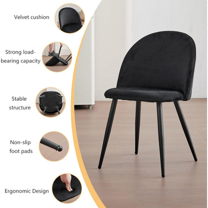 Samt Esszimmerstuhl Set – Modern & Komfortabel (Schwarz-2)