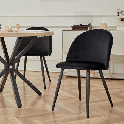 Samt Esszimmerstuhl Set – Modern & Komfortabel (Schwarz-2)