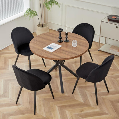 Samt Esszimmerstuhl Set – Modern & Komfortabel (Schwarz-2)