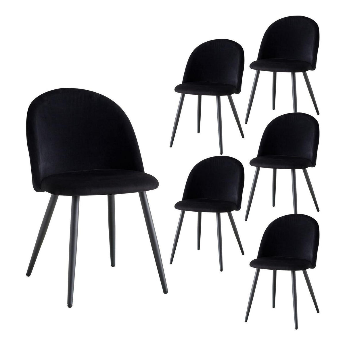 Samt Esszimmerstuhl Set (6er-Set) Schwarz