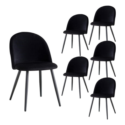 Samt Esszimmerstuhl Set (6er-Set) Schwarz