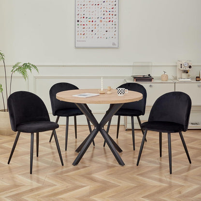 Samt Esszimmerstuhl Set (6er-Set) Schwarz