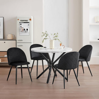Samt Esszimmerstuhl Set (6er-Set) Schwarz