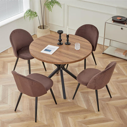 Samt Esszimmerstuhl Set (2/4/6) – Braun