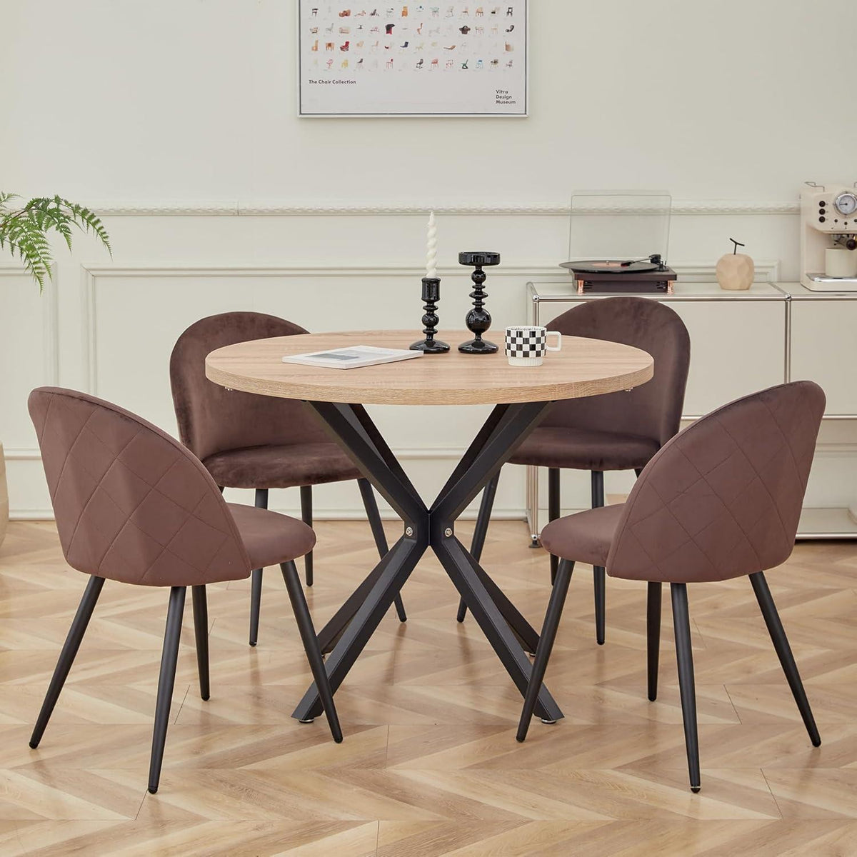 Samt Esszimmerstuhl Set (2/4/6) Braun – Modern & Komfortabel