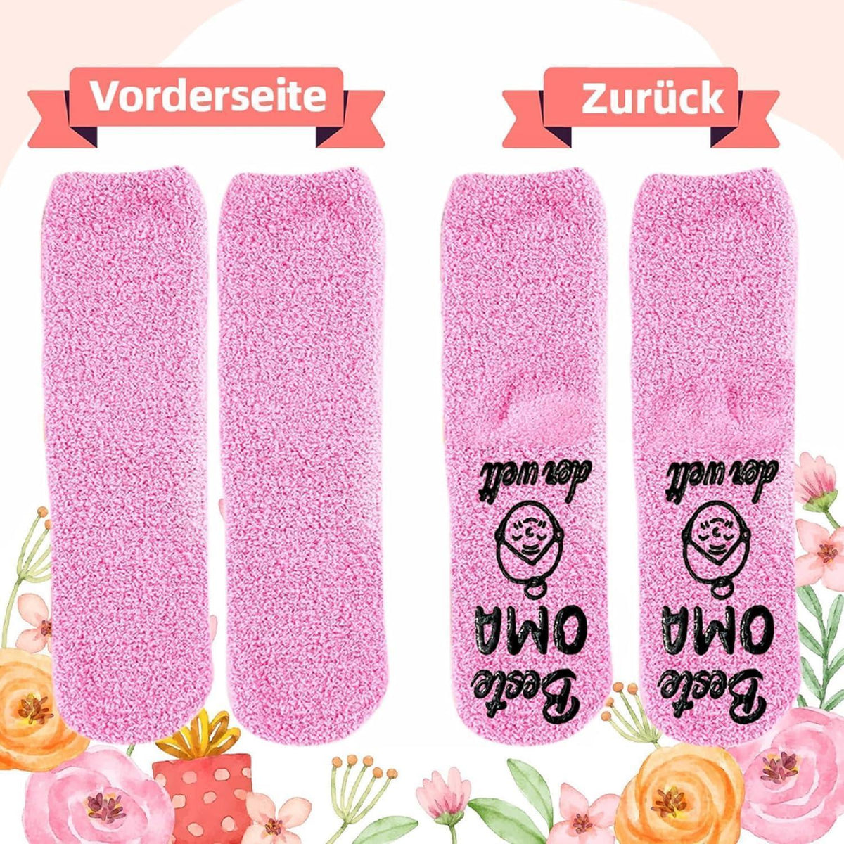 Kuschelsocken Damen mit Spruch "Beste Mama/Oma" | Geschenkverpackung