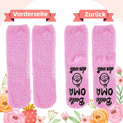 Kuschelsocken Damen mit Spruch "Beste Mama/Oma" | Geschenkverpackung