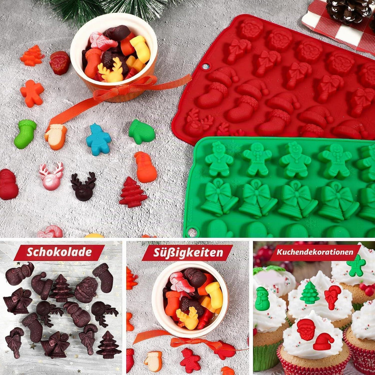 Kamehame Weihnachtssilikonform für Pralinen & Schokolade 2er Set