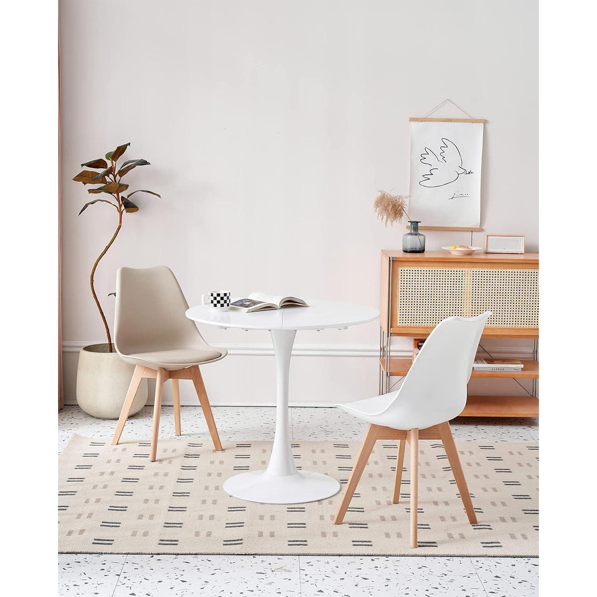Moderner runder Esstisch weiß 80x75cm – Küchentisch