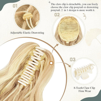 Lockiger Pferdeschwanz Clip-in Haarverlängerung – Blond & Brauntöne