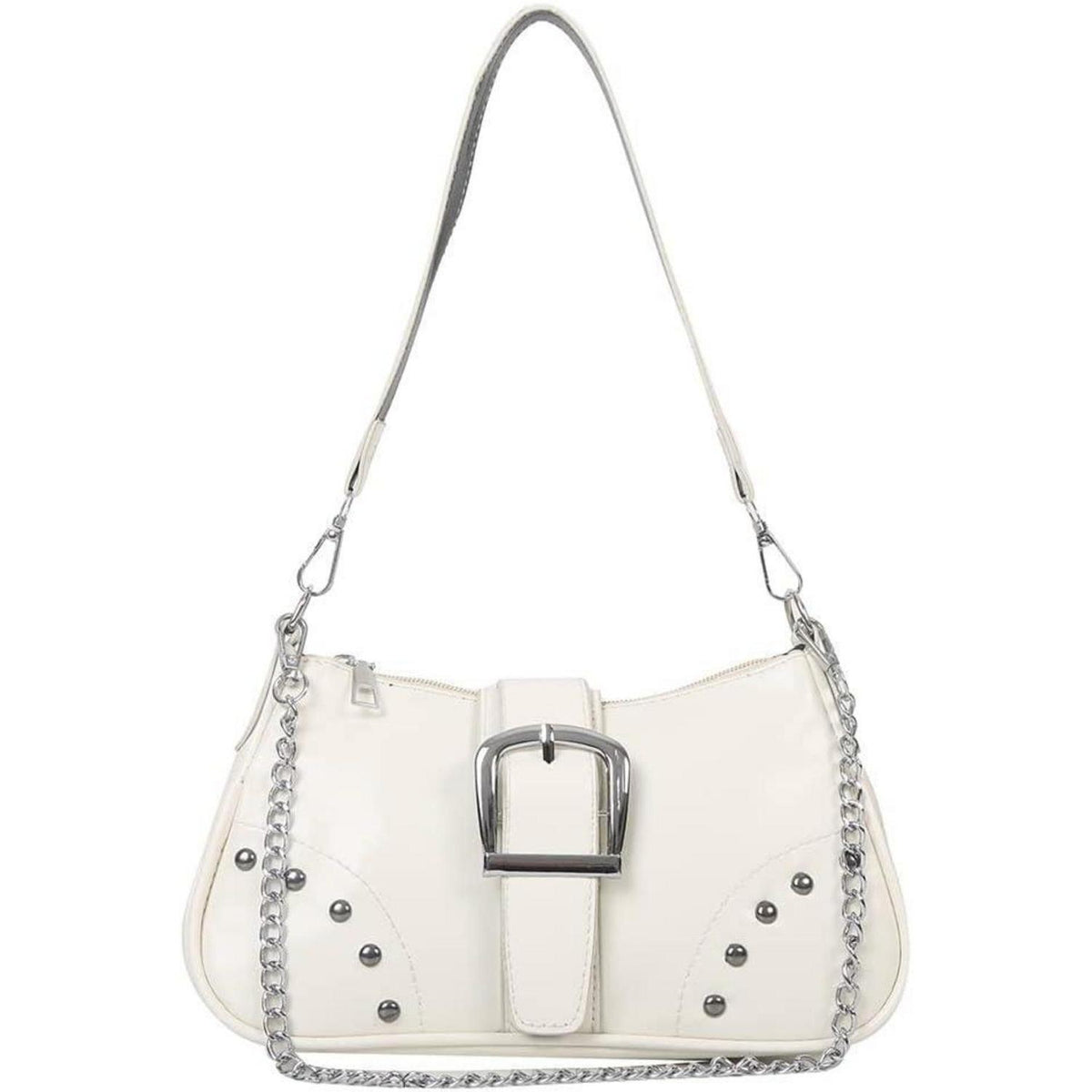 Umhängetasche Damen Klein Hobo Vintage Y2k Schultertasche A-weiß in Lederoptik