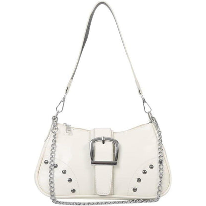 Umhängetasche Damen Klein Hobo Vintage Y2k Schultertasche A-weiß in Lederoptik