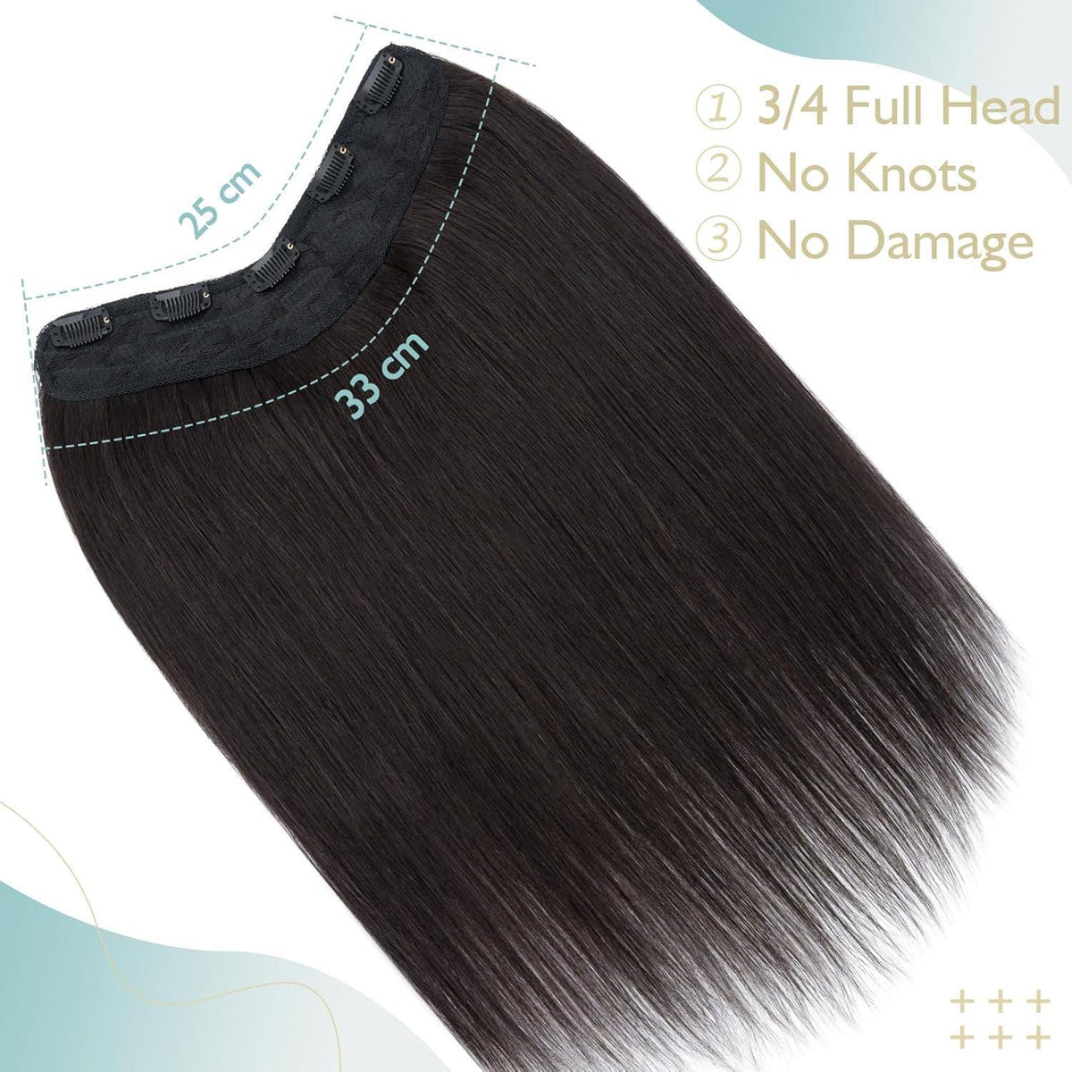 Echthaar Clip-Ins Schwarz 55 cm – Remy Haarverlängerung