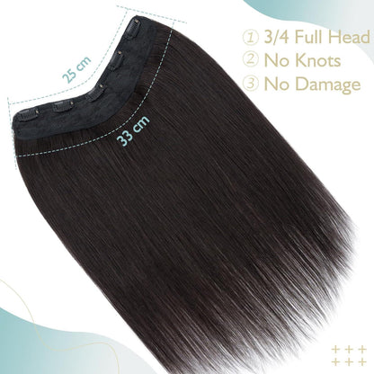 Echthaar Clip-Ins Schwarz 55 cm – Remy Haarverlängerung