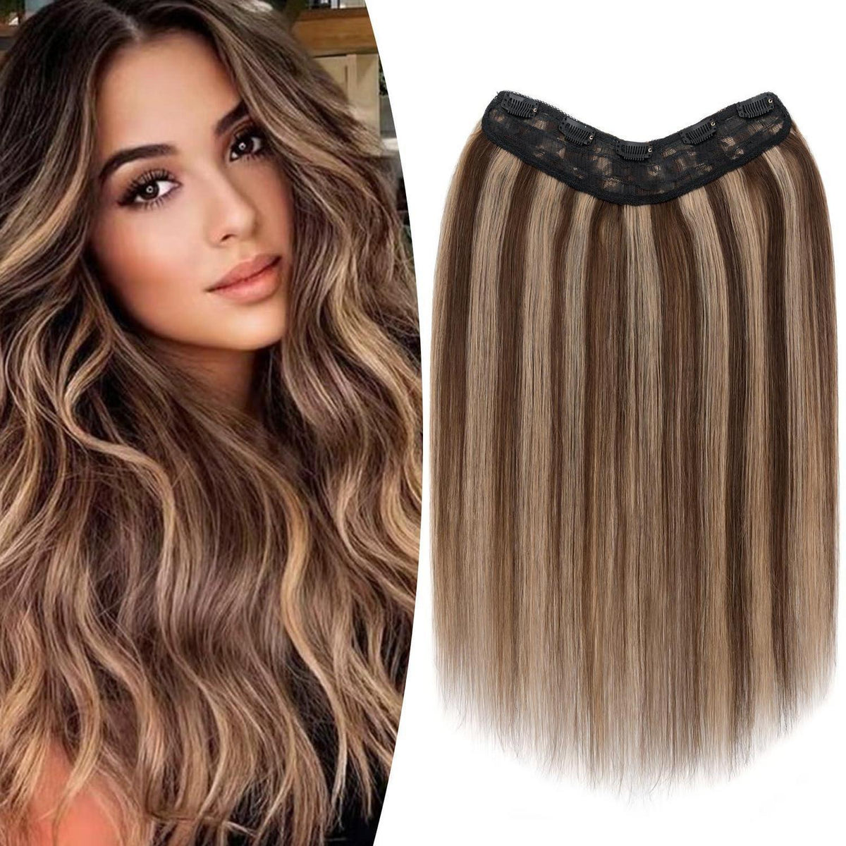 Clip-in Echthaarverlängerung Braun Balayage 40 cm