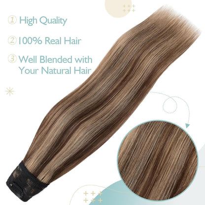 Clip-in Echthaarverlängerung Braun Balayage 40 cm
