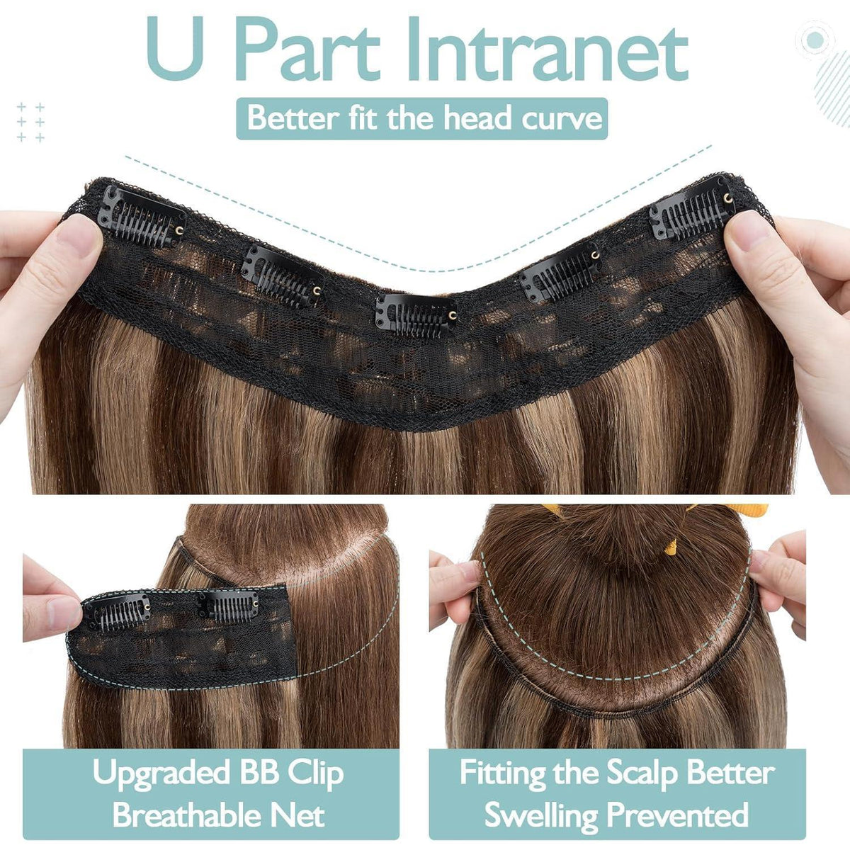 Clip-in Echthaarverlängerung Braun Balayage 55 cm